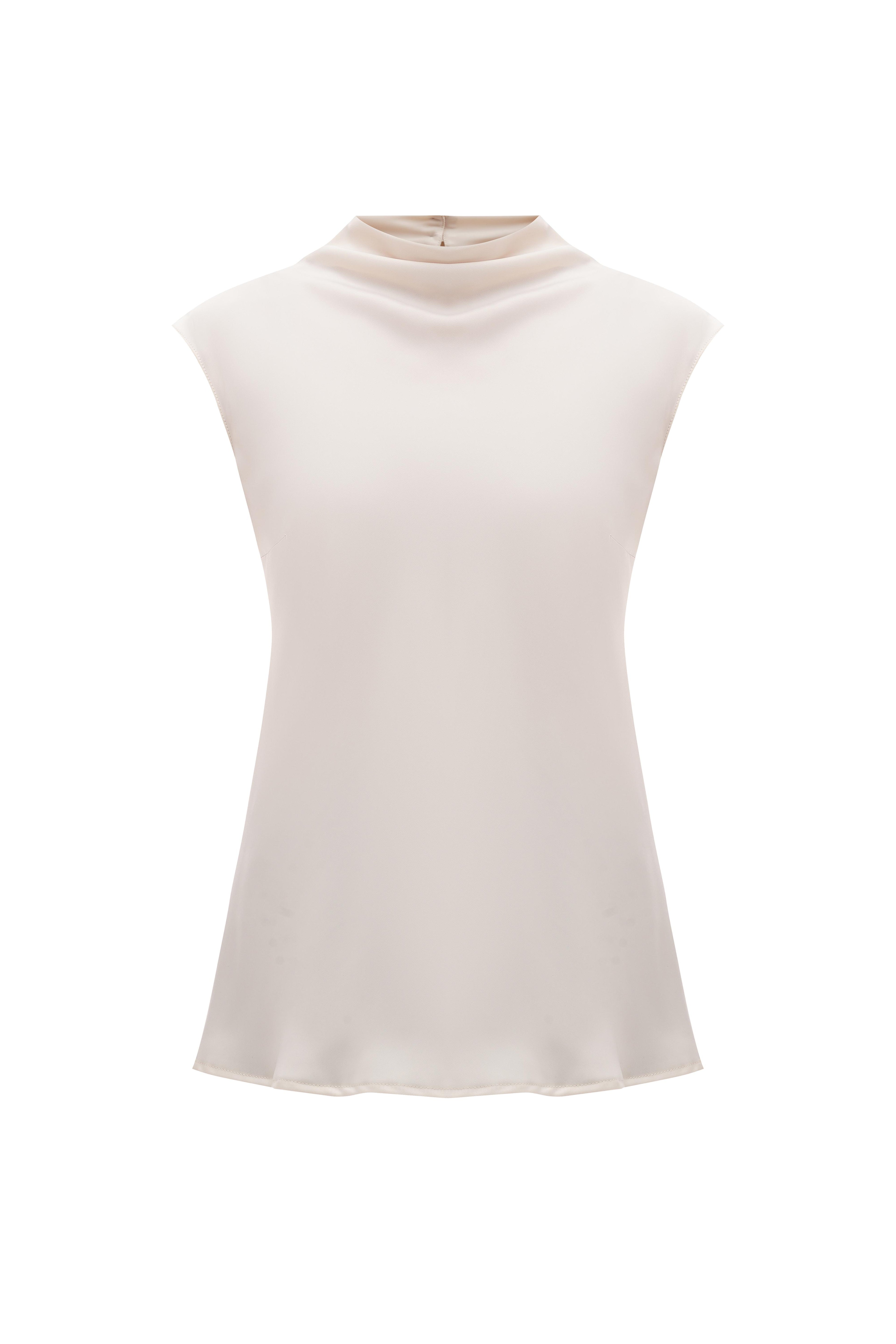 Сатиновий топ з горловиною (молочний)