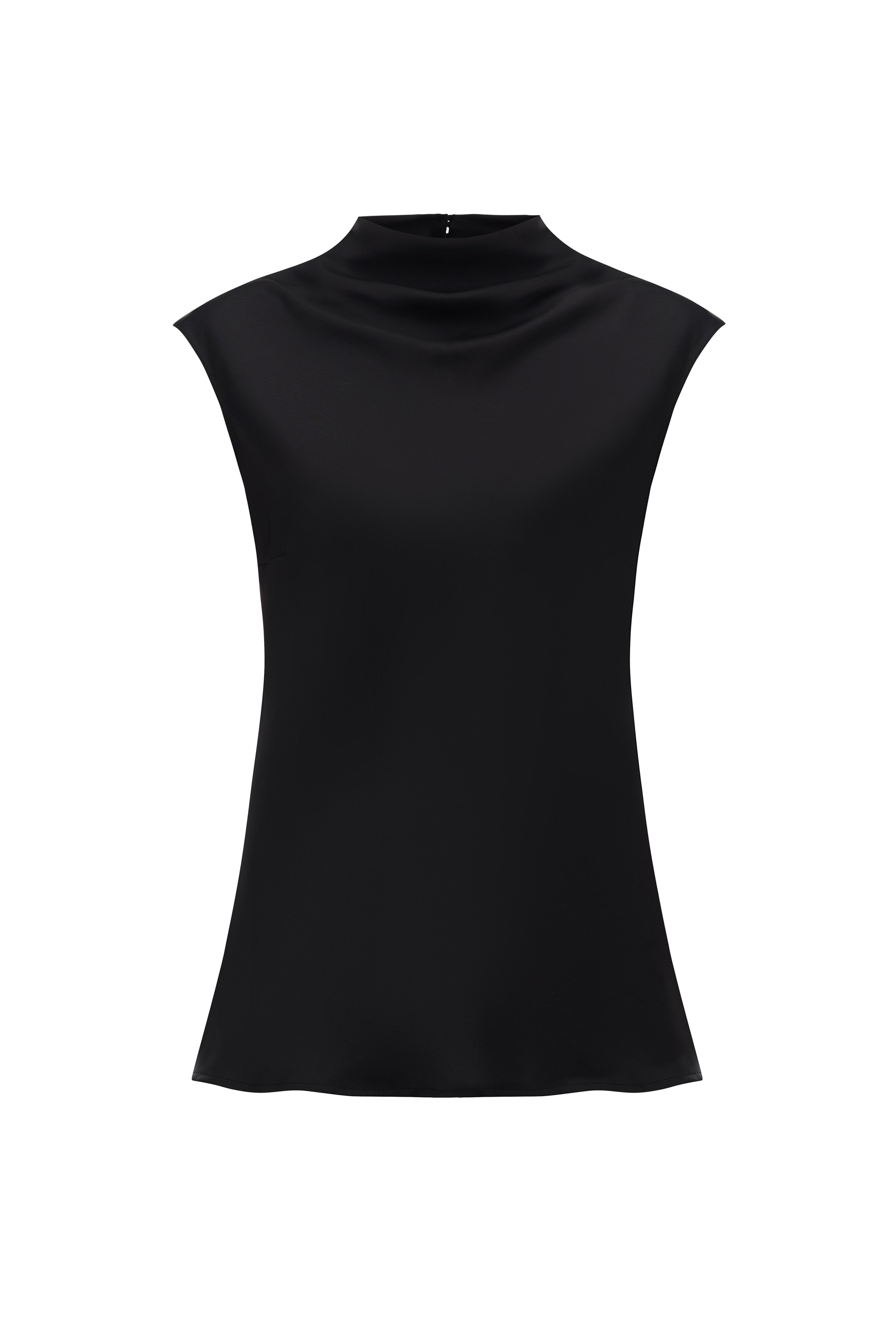 Сатиновий топ з горловиною (чорний)